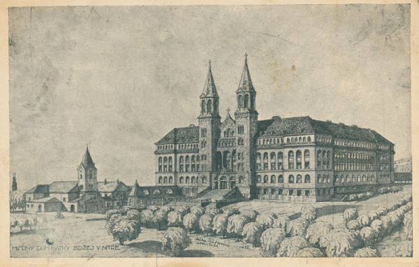 Milan Michal Harminc – Misijný dom a kostol Matky Božej v Nitre. Perspektívny pohľad z exteriéru. 