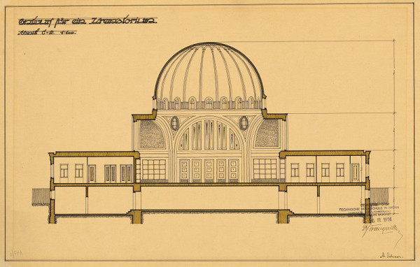 Michal Maximilián Scheer – Entwurf für ein Krematorium. Schnitt C-D. M 1:100 