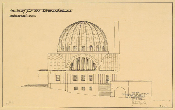Michal Maximilián Scheer – Entwurf für ein Krematorium. Seitenausicht. M 1:100 