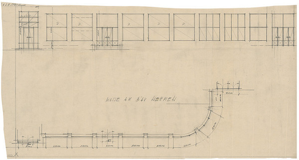 Milan Michal Harminc – Hotel Carlton-Savoy v Bratislave. Pôdorys polposchodia terasy. M 1:50 (nezn.) 