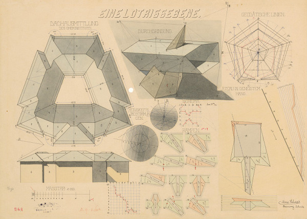 Michal Maximilián Scheer – Školské práce: Eine Lotrissebene. Rôzne príklady zobrazenia z deskriptívnej geometrie.  