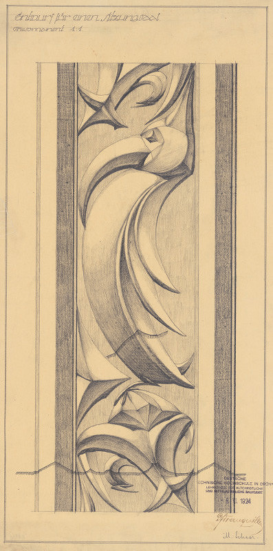 Michal Maximilián Scheer – Školské práce: Entwurf für einen Sitzungssall. Friesornament. M 1:1 