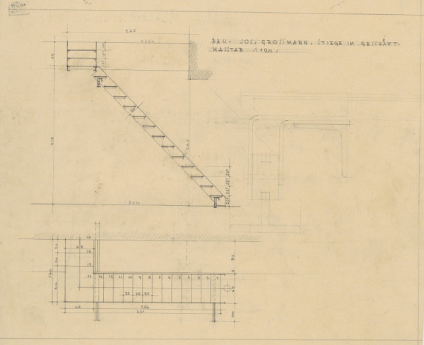 Michal Maximilián Scheer – Dom p. Grossmanna v Žiline. Schodisko na poval. M 1:20. 