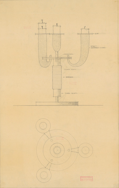 Michal Maximilián Scheer – Vlastný dom v Žiline na Ulici 28. októbra č. 15. Návrh na svietnik. M 1:1.  