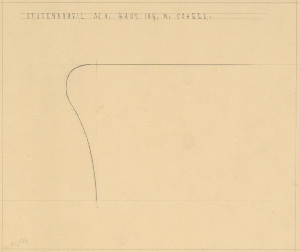 Michal Maximilián Scheer – Vlastný dom v Žiline na Ulici 28. októbra č. 15. Profil schodu. M 1:1.  