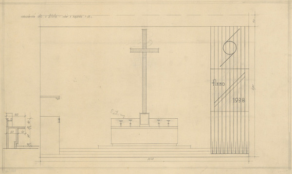 Michal Maximilián Scheer – Saleziánsky ústav v Žiline. Návrh oltára v kaplnke. M 1:25 
