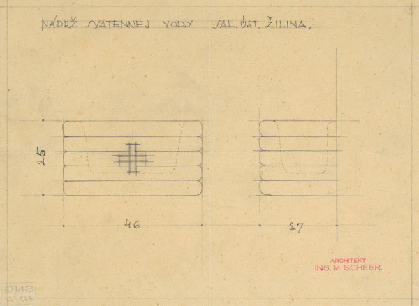 Michal Maximilián Scheer – Saleziánsky ústav v Žiline. Nádrž svätenej vody. M 1:5 