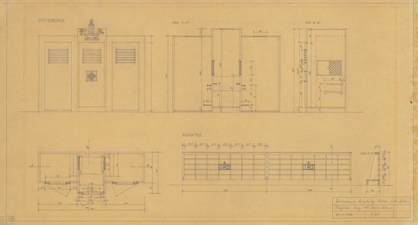 Michal Maximilián Scheer – Saleziánsky ústav v Žiline. Spovedelnica a klakátko. Pohľad, pôdorys a rez. M 1:20 