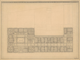 Emil Belluš – Hotel na Klárove v Prahe. Pôdorys 1., 2. a 3. poschodia. M 1:100. 