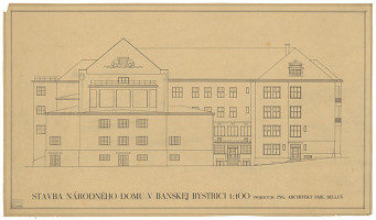 Emil Belluš – Národný dom v Banskej Bystrici. Zadný pohľad. M 1:100. 