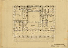 Emil Belluš – Hotel Devín v Bratislave. Pôdorys prízemia. M 1:100. 