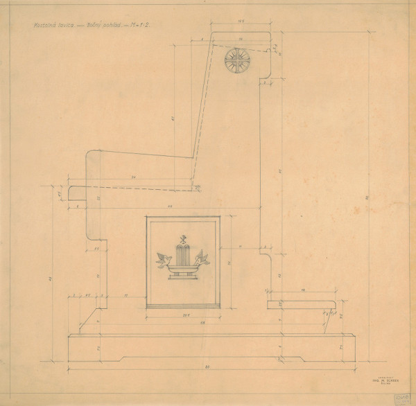 Michal Maximilián Scheer – Návrhy nábytku. Bočný pohľad. M 1:2. 