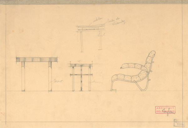 Michal Maximilián Scheer – Návrhy nábytku. Stolík a kreslo.  