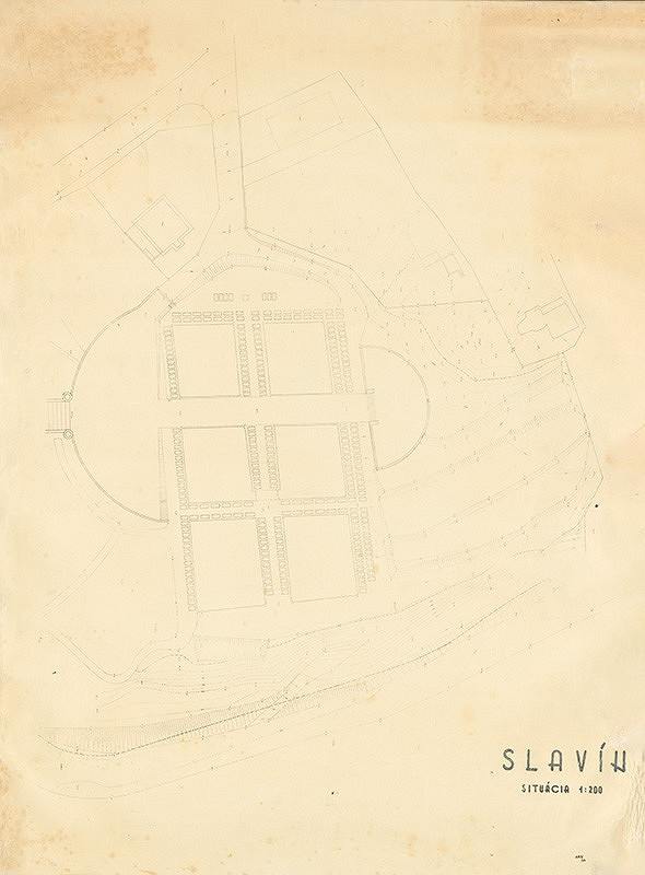 Emil Belluš – Pamätník padlých hrdinov na Slavíne v Bratislave. Situácia. 