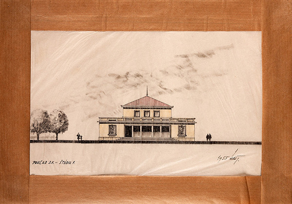 Emil Belluš – Sketch of the Culture House - Competition. Front View