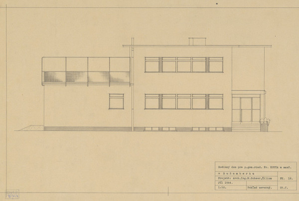 Michal Maximilián Scheer – Rodinný dom generálneho riaditeľa Fr. Kouta v Ružomberku. Severný pohľad. M 1:50 