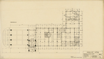 Ján Štefanec, Pavel Andrík – Administratívna budova Dunajského veľtrhu v Bratislave. Pôdorys medziposchodia. M 1:100. 