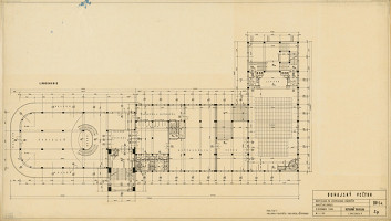 Ján Štefanec, Pavel Andrík – Administratívna budova Dunajského veľtrhu v Bratislave. Pôdorys 1. poschodia. M 1:100. 