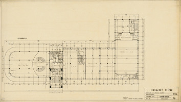 Ján Štefanec, Pavel Andrík – Administratívna budova Dunajského veľtrhu v Bratislave. Pôdorys 2. poschodia. M 1:100. 