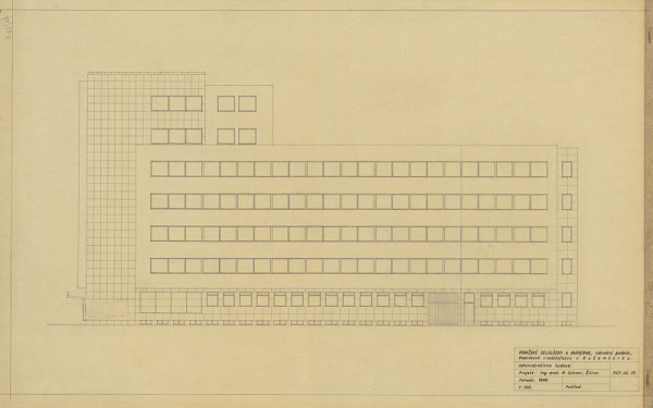 Michal Maximilián Scheer – Administratívna budova, Ružomberok. Pohľad. M 1:100 