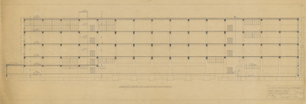Michal Maximilián Scheer – Továreň papierenských výrobkov a Slovenská papiereň, úč. sp. Ružomberok. Rez A-A´. M 1:100. 
