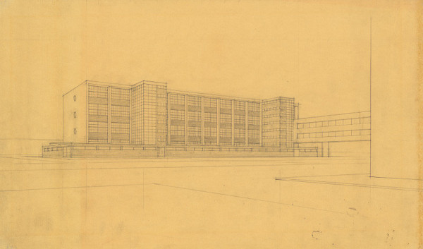 Michal Maximilián Scheer – Slovenská papiereň v Ružomberku. Perspektíva štvorpodlažnej výrobnej budovy.