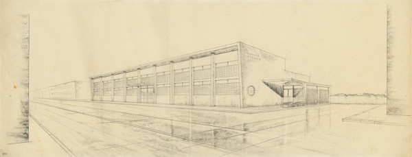 Michal Maximilián Scheer – Slovenská papiereň v Ružomberku. Perspektíva dielenskej budovy.  