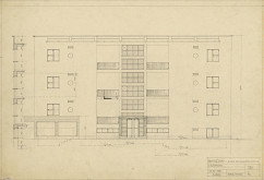 Michal Maximilián Scheer – Slovenská papiereň v Ružomberku. Sedembytové obytné domy. Severný pohľad. M 1:50. 