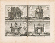 Johann Bernhard Fischer von Erlach, Johann Adam Delsenbach – Pohľad na štyri víťazné oblúky  