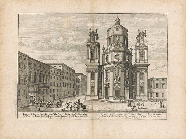 Johann Bernhard Fischer von Erlach – Pohľad na fasádu nového kostola v Salzburgu 