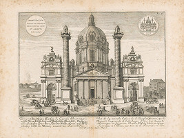Johann Bernhard Fischer von Erlach – Pohľad na kostol Sv. Karola Boromejského vo Viedni 