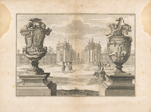 Johann Bernhard Fischer von Erlach – Pohľad do záhrady s architektúrou 