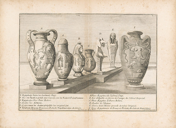 Johann Bernhard Fischer von Erlach – Pohľad na rôzne typy egyptských váz 