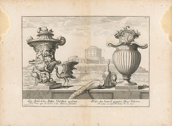 Johann Bernhard Fischer von Erlach – Pohľad na dve vázy s priehľadom na chrám