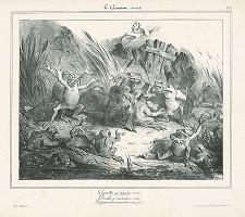 Francúzsky karikaturista z 30. rokov 19. storočia – Voľba žabieho kráľa... 