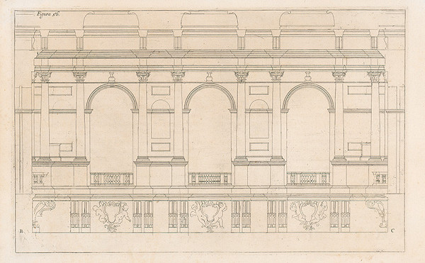 Andrea Pozzo, Giacomo Böemo Komarek – Fig.58. - Výška alebo profil projektu podlhovast.stropu z predošlých vyobrazení