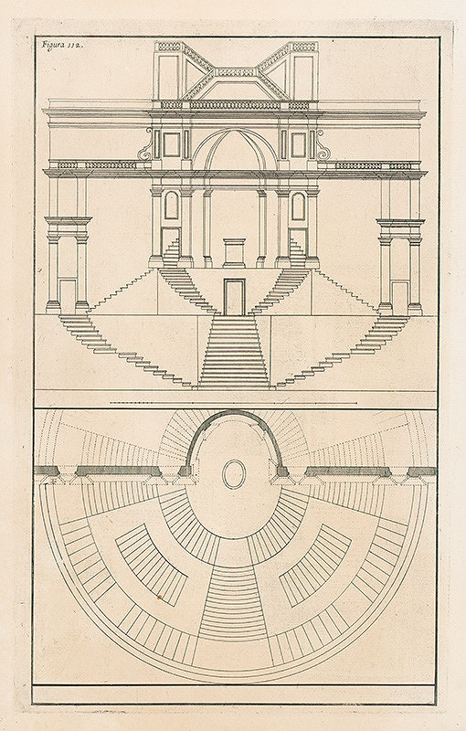 Andrea Pozzo, Giacomo Böemo Komarek – Fig.112. - Projekt schodov 