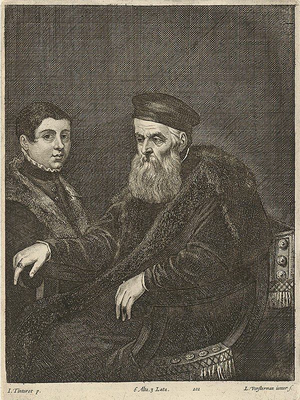Lucas Vorsterman ml., David Teniers ml., Jacopo Tintoretto – Portrét starca s mladým mužom