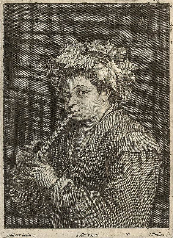 Jan van Troyen, Francesco Bassano II., David Teniers ml. – Portrét chlapca s viničovým vencom a píšťalou