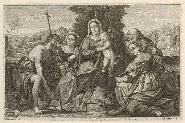 Peter Lisebetius, Jacopo, il vecchio Palma, David Teniers ml. – Madona s  Jánom Krstiteľom, svätou Katarínou, martýrkou a svätcom s trojitým krížom