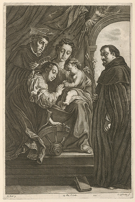 Peter Lisebetius, Domenico Fetti, David Teniers ml. – Zasnúbenie svätej Kataríny, po stranách svätý Dominik a Peter martýr