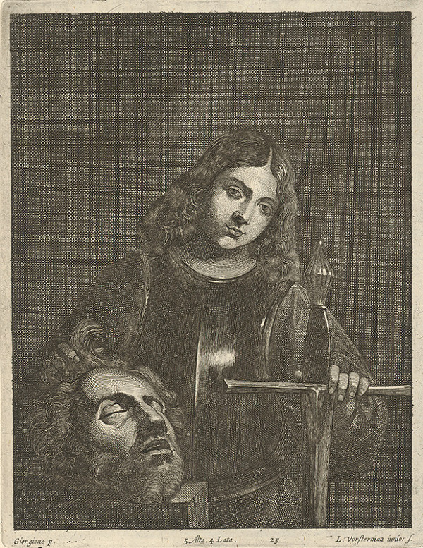 Giorgione, Lucas Vorsterman, David Teniers ml. – Dávid s hlavou Goliášovou