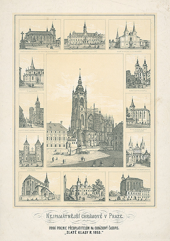 Český grafik z 19. storočia – Najvýznamnejšie chrámové pamiatky v Prahe