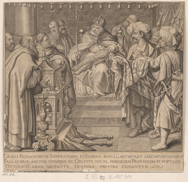 Karl Gustav von Amling, Jacob von Sandrart – Rímsky cisár (Oto?) prijíma posolstvo byzantského cisára