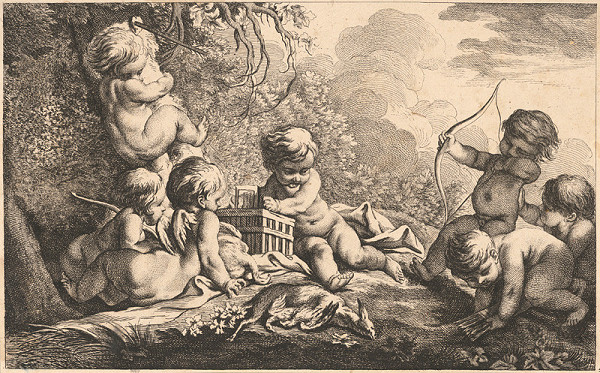 Johann Gottfried Böck, François Boucher – Loviaci putti
