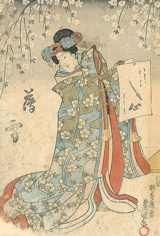 Utagawa Kunisada – Žena pod sakurou (I)