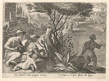 Jan van der Straet – Lov na prepelice s pískačkami - pipe a sieťami. 