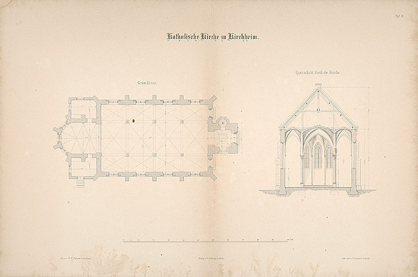 H. Springer, Cremer – Katolícky kostol v Kirchheime – pôdorys, rez