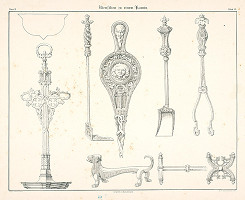 Franz Storno – Nástroje pre kozub (z cyklu Gewerbe Kunstblatt) 