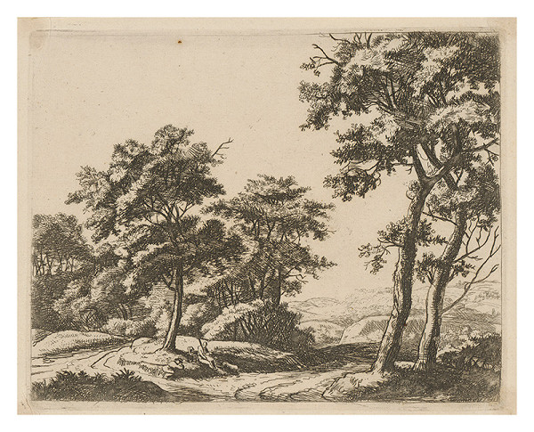 Neznámy grafik – Krajina s odpčívajúcimi pocestnými 